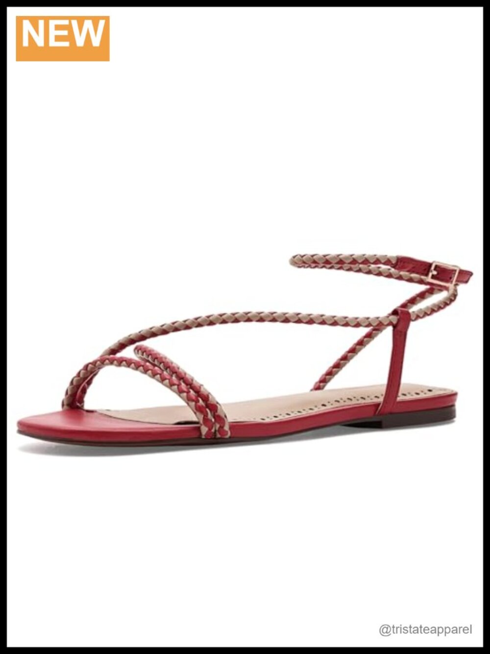 Braided Leather Ankle Strap Gladiator Sandals Block Heel
